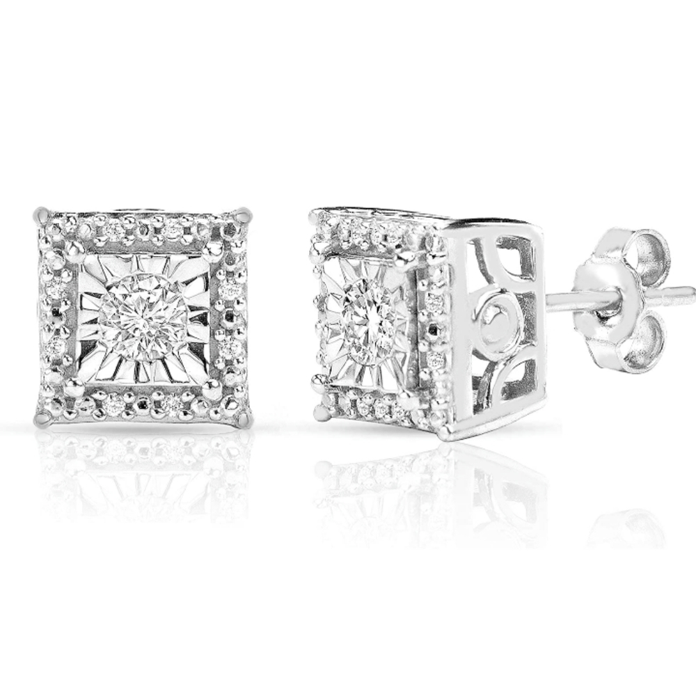 Natalia Drake Diamond Halo stud earrings